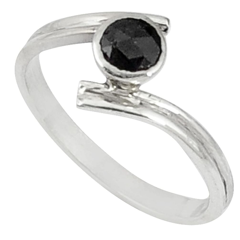 0.27cts natural black diamond 925 sterling silver ring jewelry size 7.5 d5677