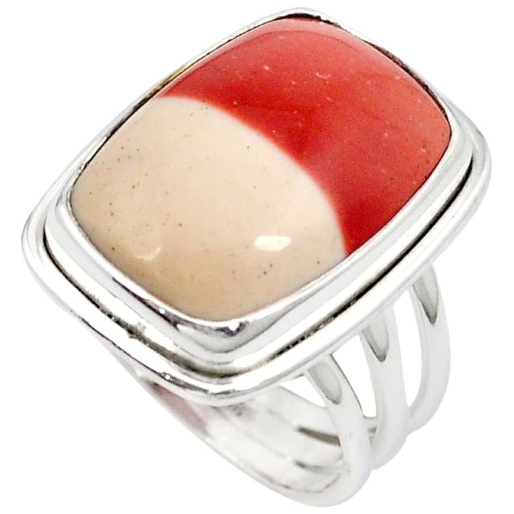 Natural brown mookaite octagon 925 sterling silver ring jewelry size 7.5 j20332