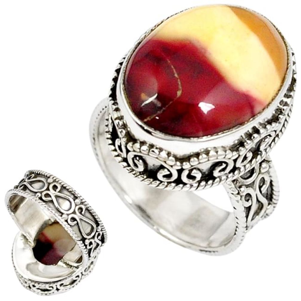 Natural brown mookaite oval 925 sterling silver ring jewelry size 6.5 j21652