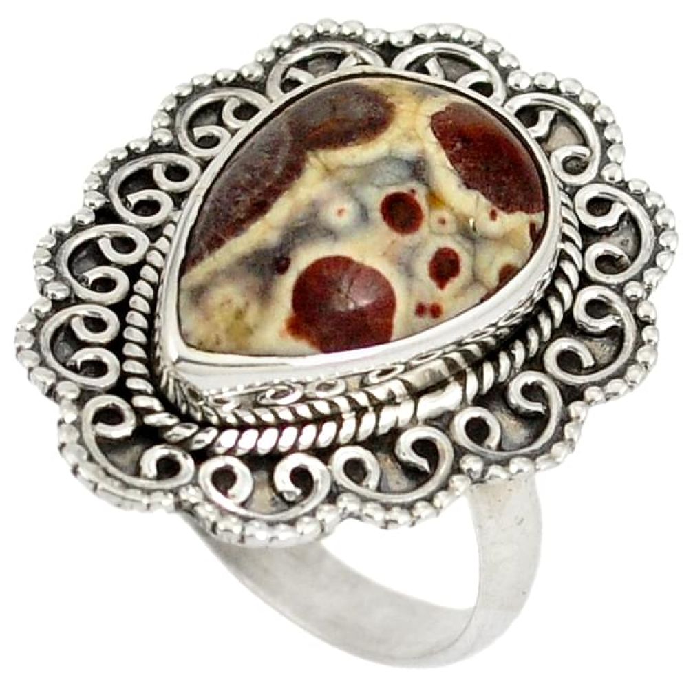 Natural brown septarian gonads 925 sterling silver solitaire ring size 8 j23908