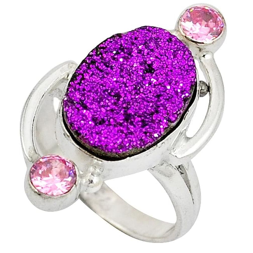 Purple druzy kunzite (lab) 925 sterling silver ring jewelry size 6.5 j23942