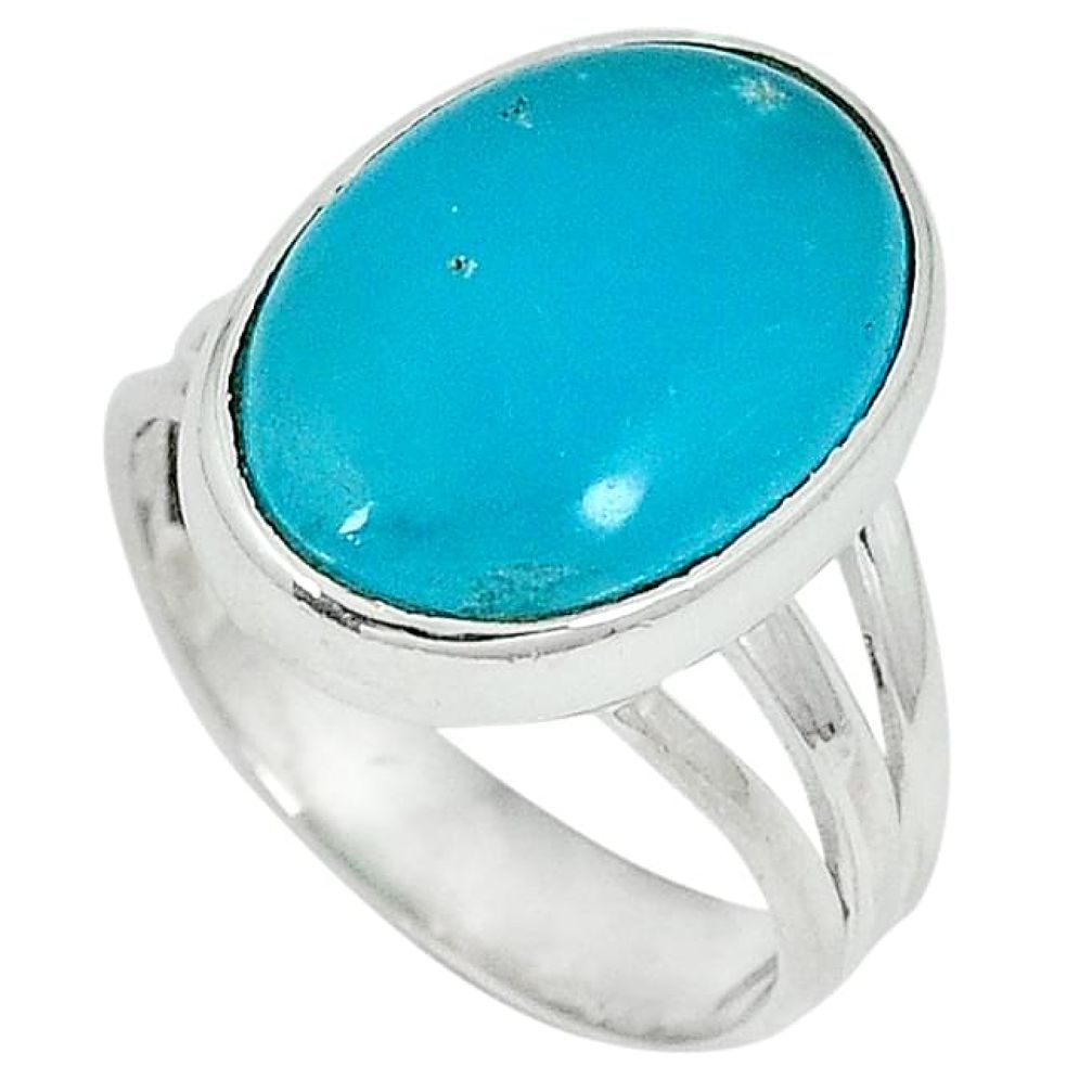 6.20cts blue smithsonite oval cab 925 sterling silver ring jewelry size 7 j34282