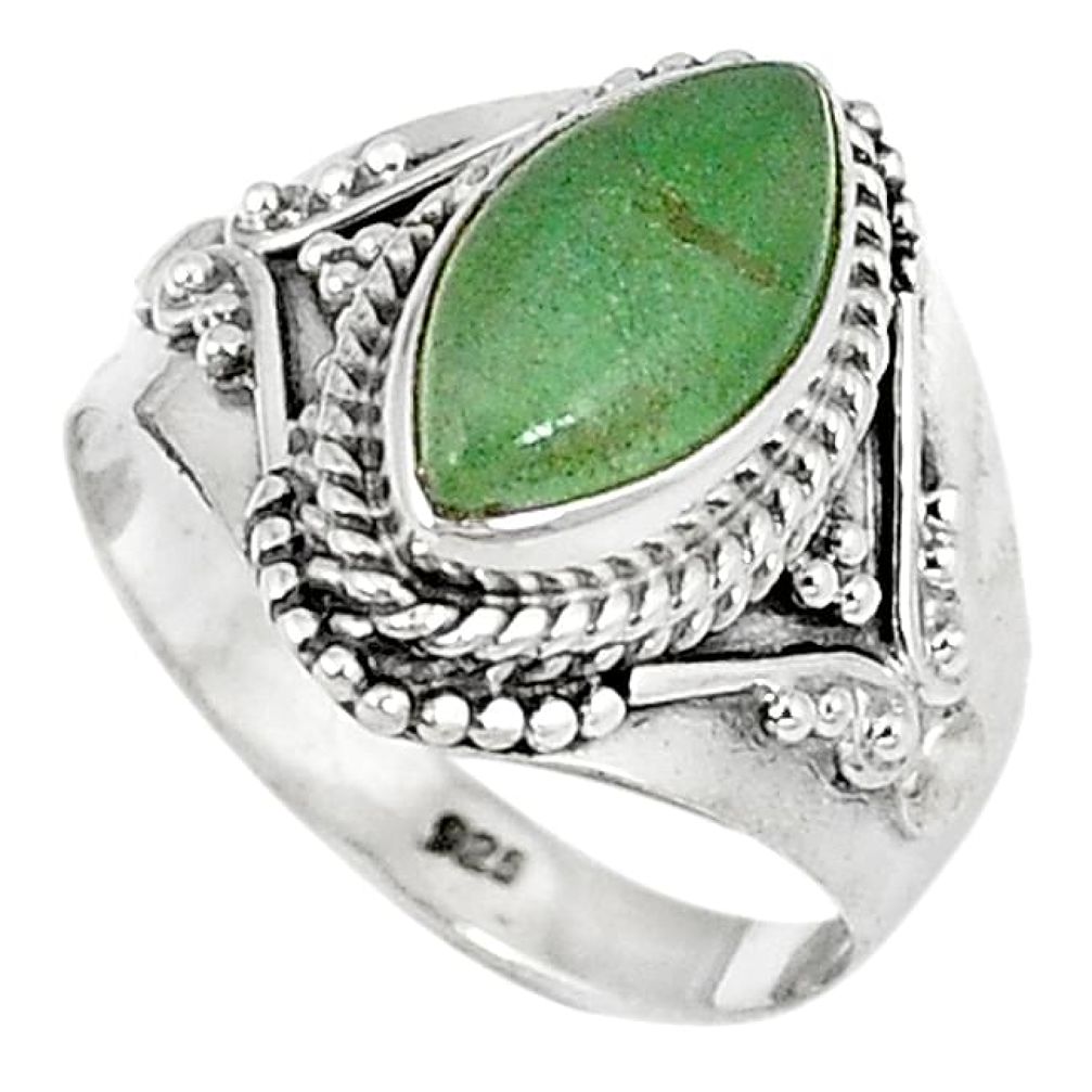 Green jade marquise shape 925 sterling silver ring jewelry size 7 j43017