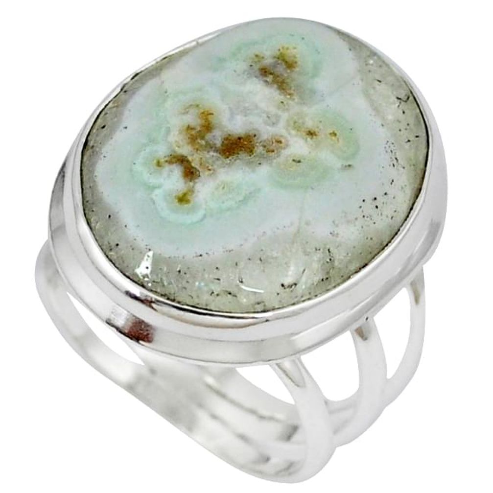 Natural white solar eye 925 sterling silver ring jewelry size 9 j48547