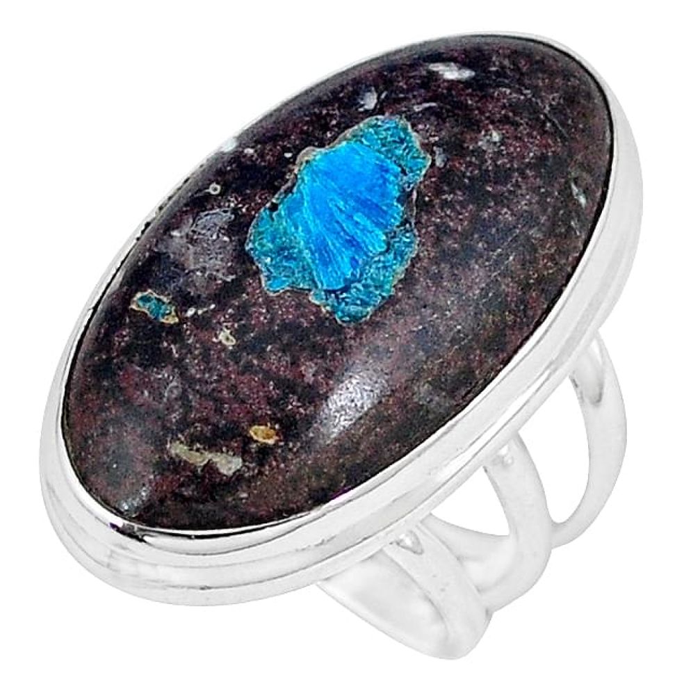 Natural blue cavansite 925 sterling silver ring jewelry size 6 j49841