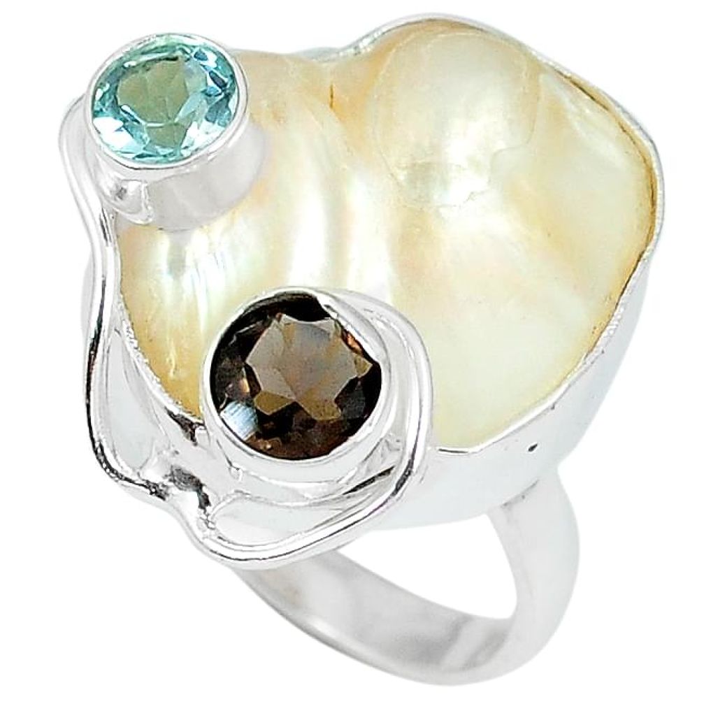 925 sterling silver natural watermelon mother of pearl ring size 7 k10539