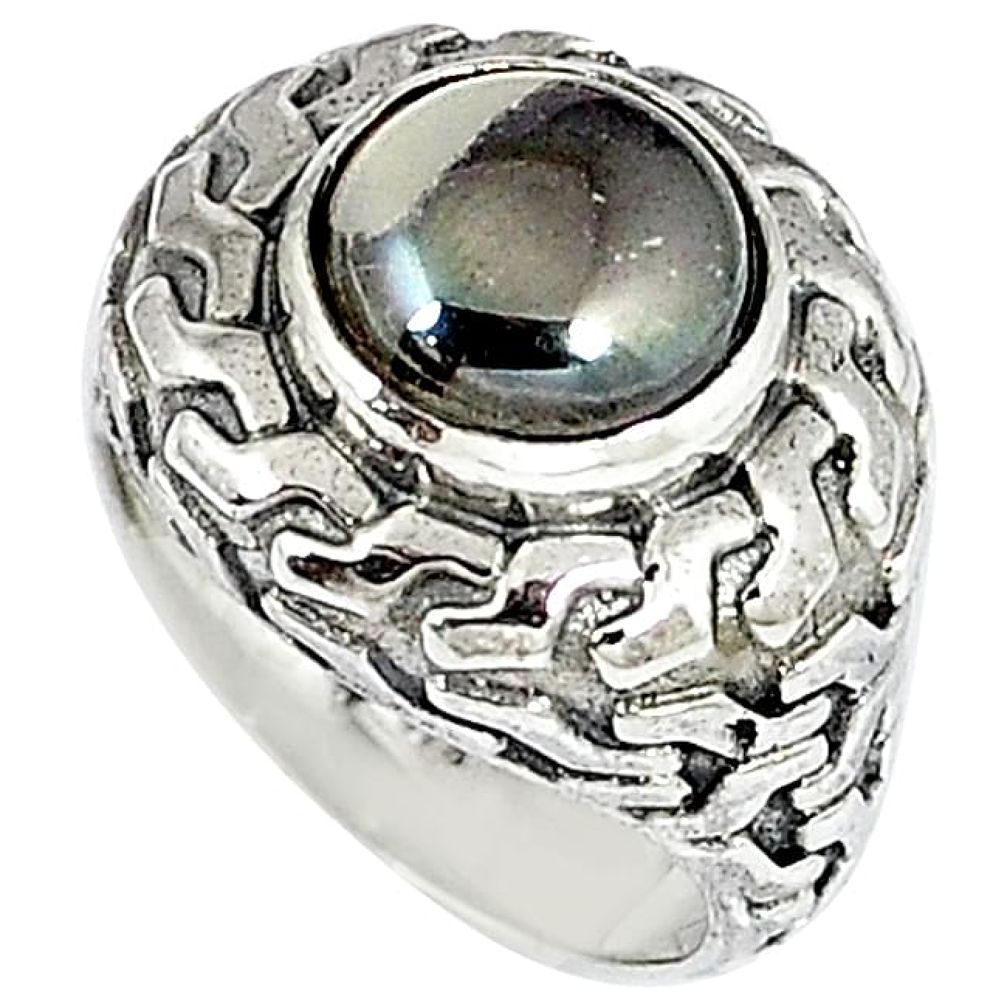 Metalic gun metal round 925 sterling silver ring jewelry size 7 k20453