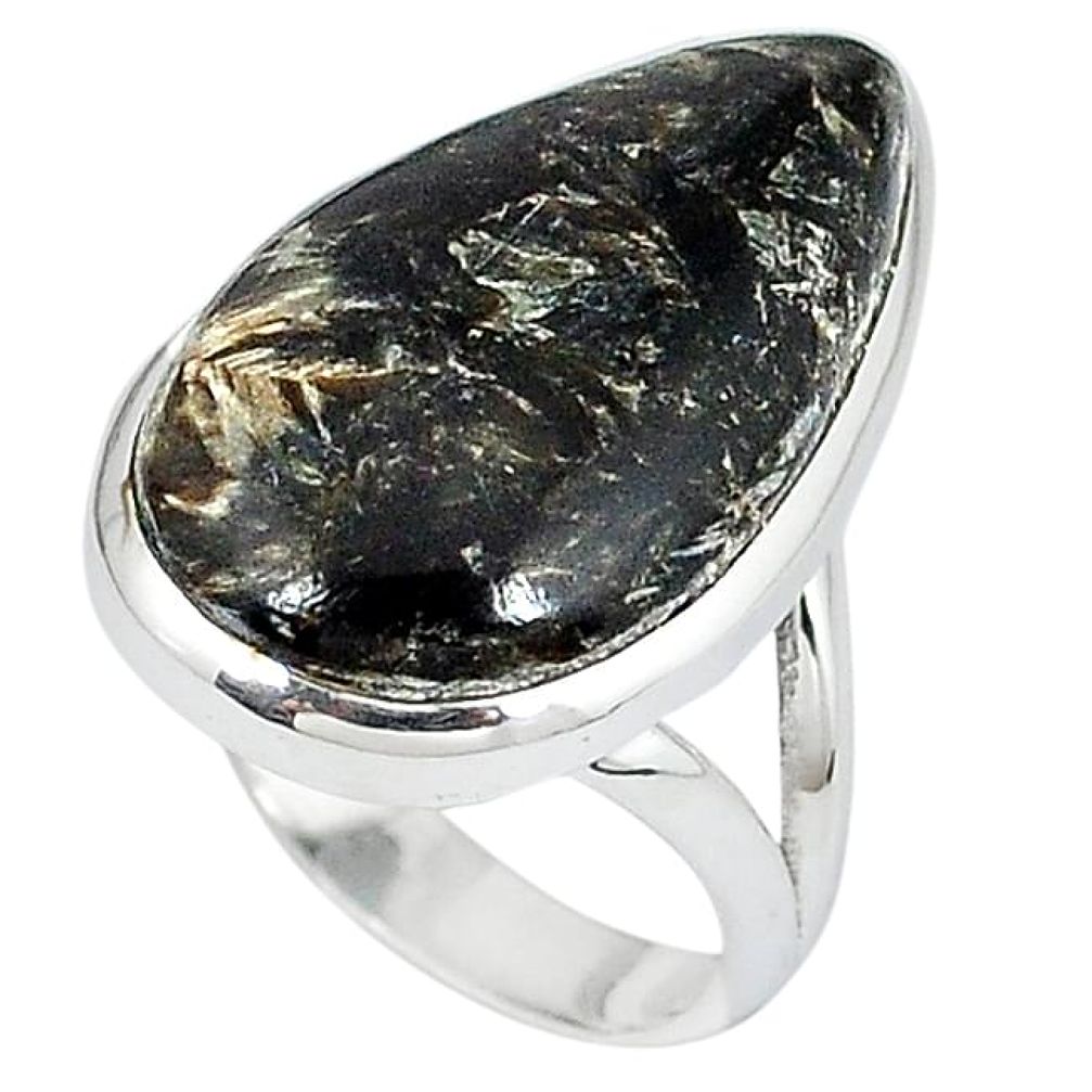 925 sterling silver natural golden seraphinite (russian) ring size 7 k22300