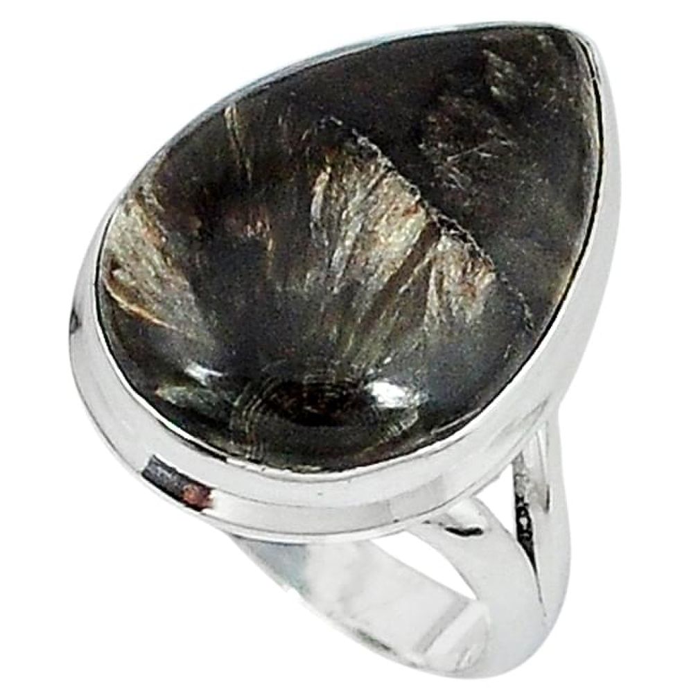 925 silver natural golden seraphinite (russian) ring jewelry size 8 k22310