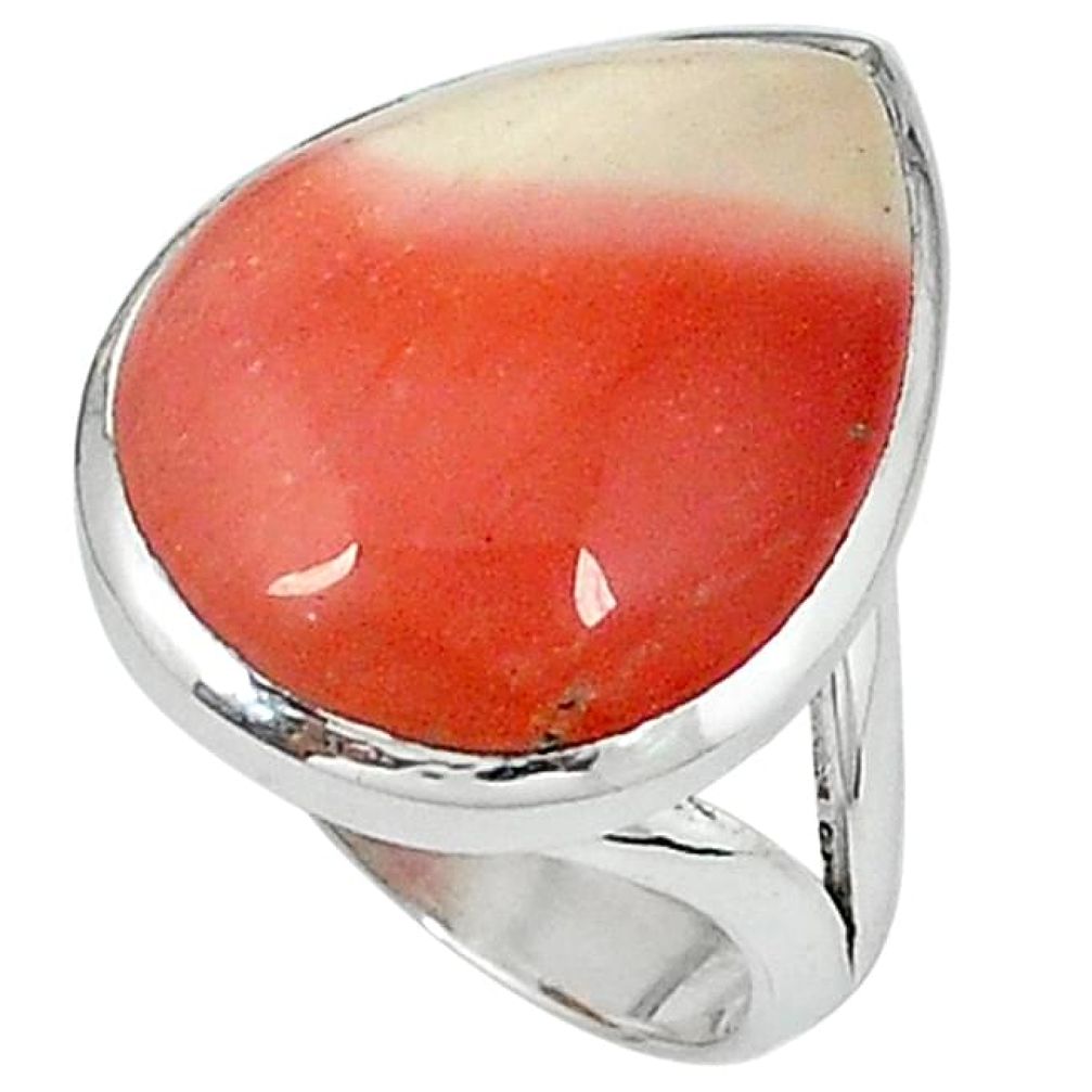 Natural brown mookaite pear 925 sterling silver ring jewelry size 7 k22315