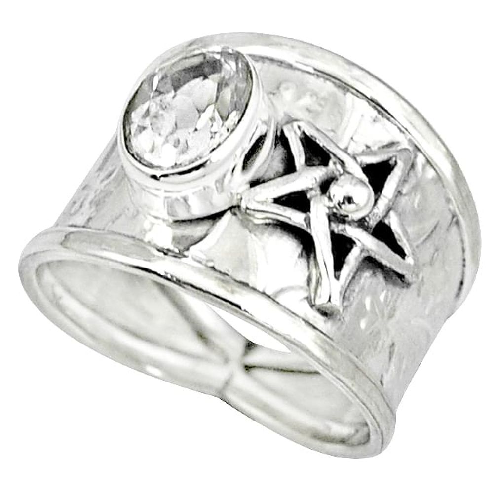 Natural white topaz 925 sterling silver star of david ring jewelry size 7 k32962
