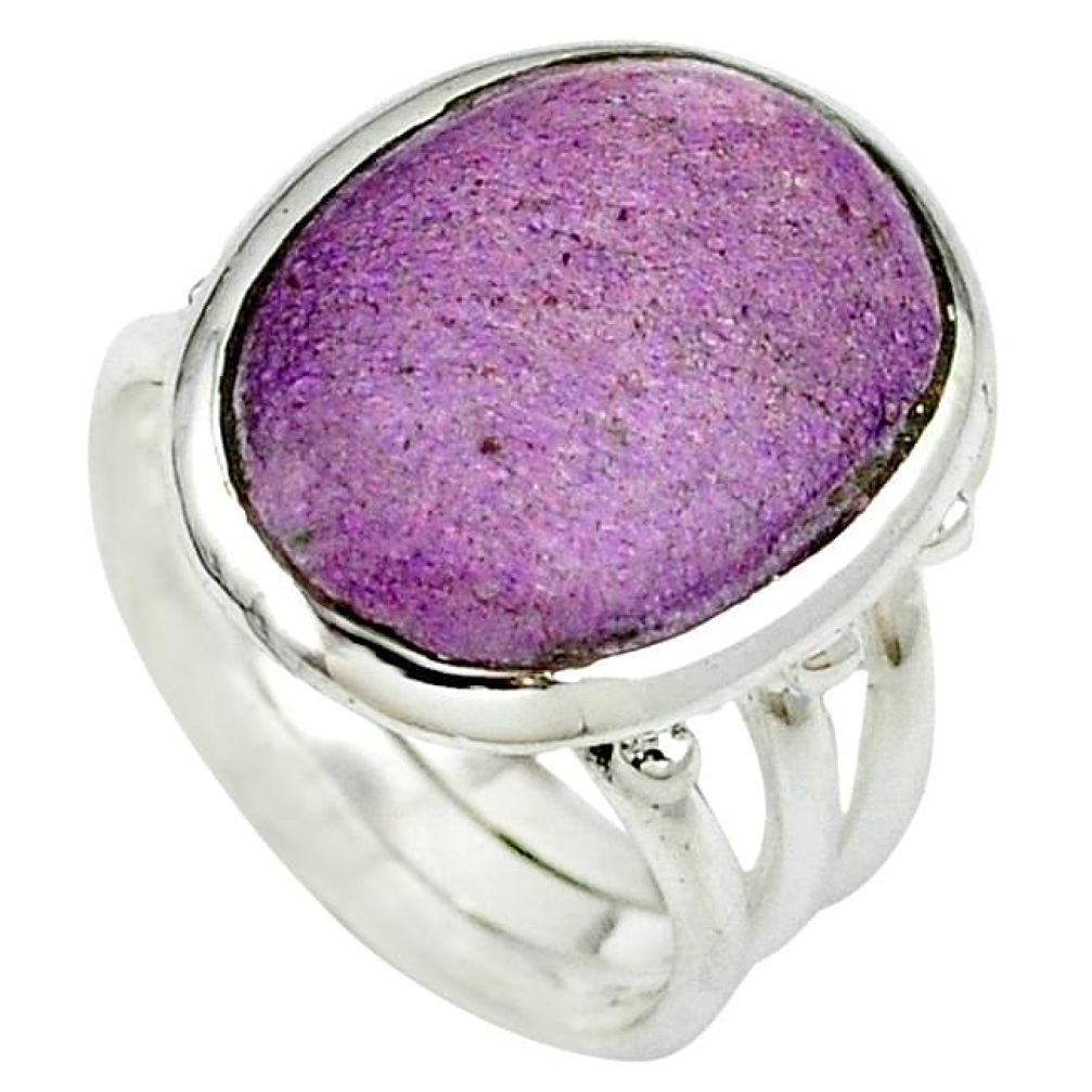Natural purple purpurite oval 925 silver ring jewelry size 6 k33287