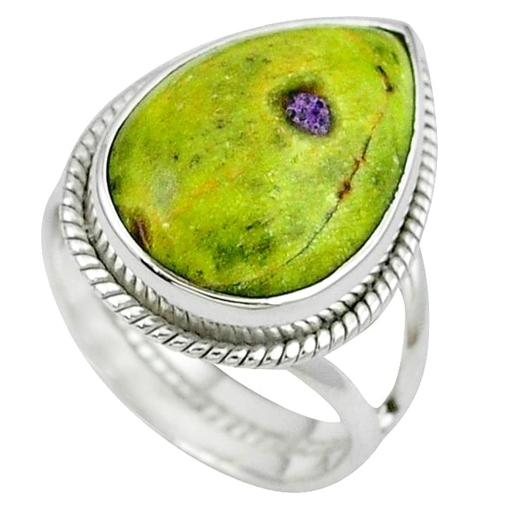 Atlantisite (tasmanite) stichtite-serpentine 925 silver ring size 6.5 k33409