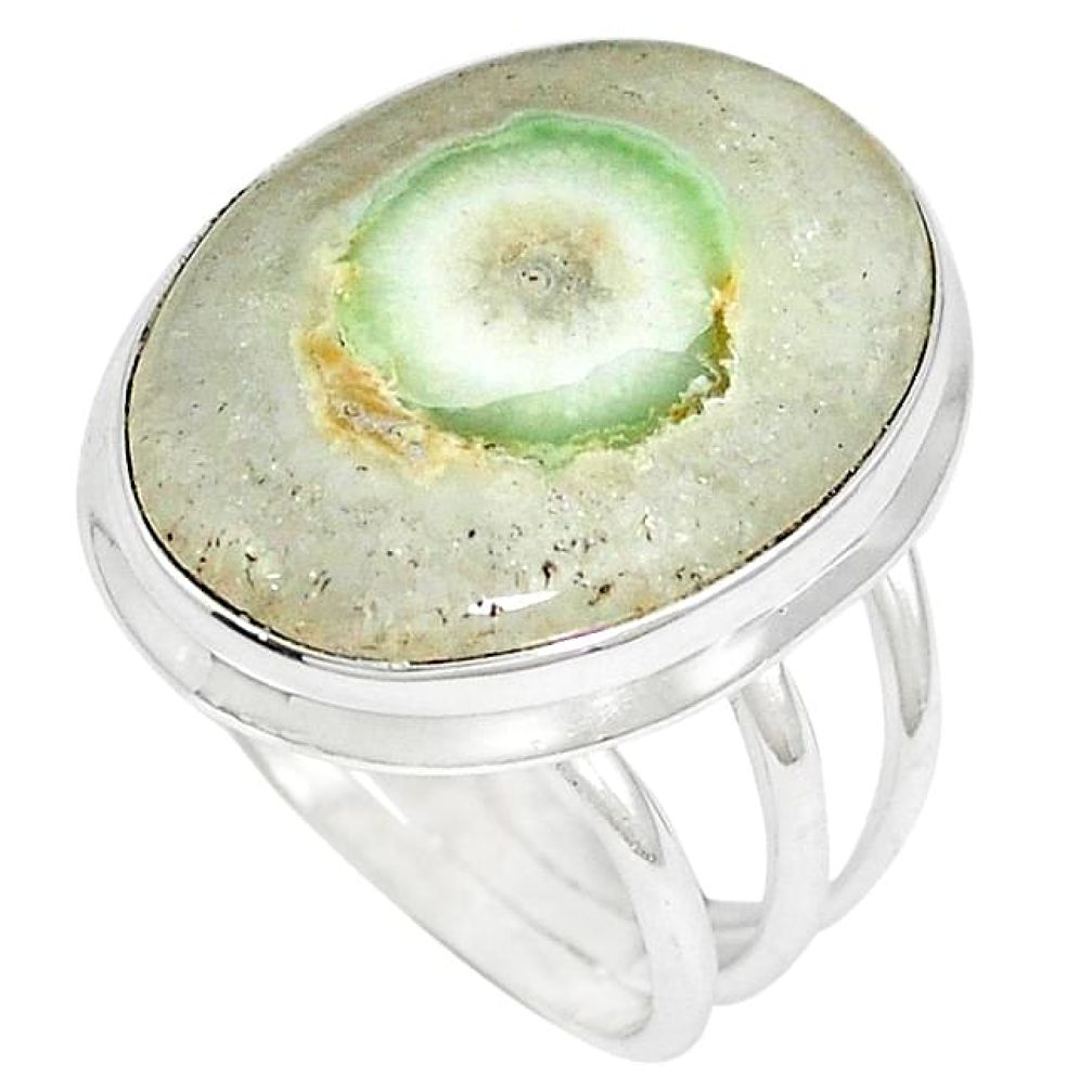 Natural white solar eye 925 sterling silver ring jewelry size 9 k37925