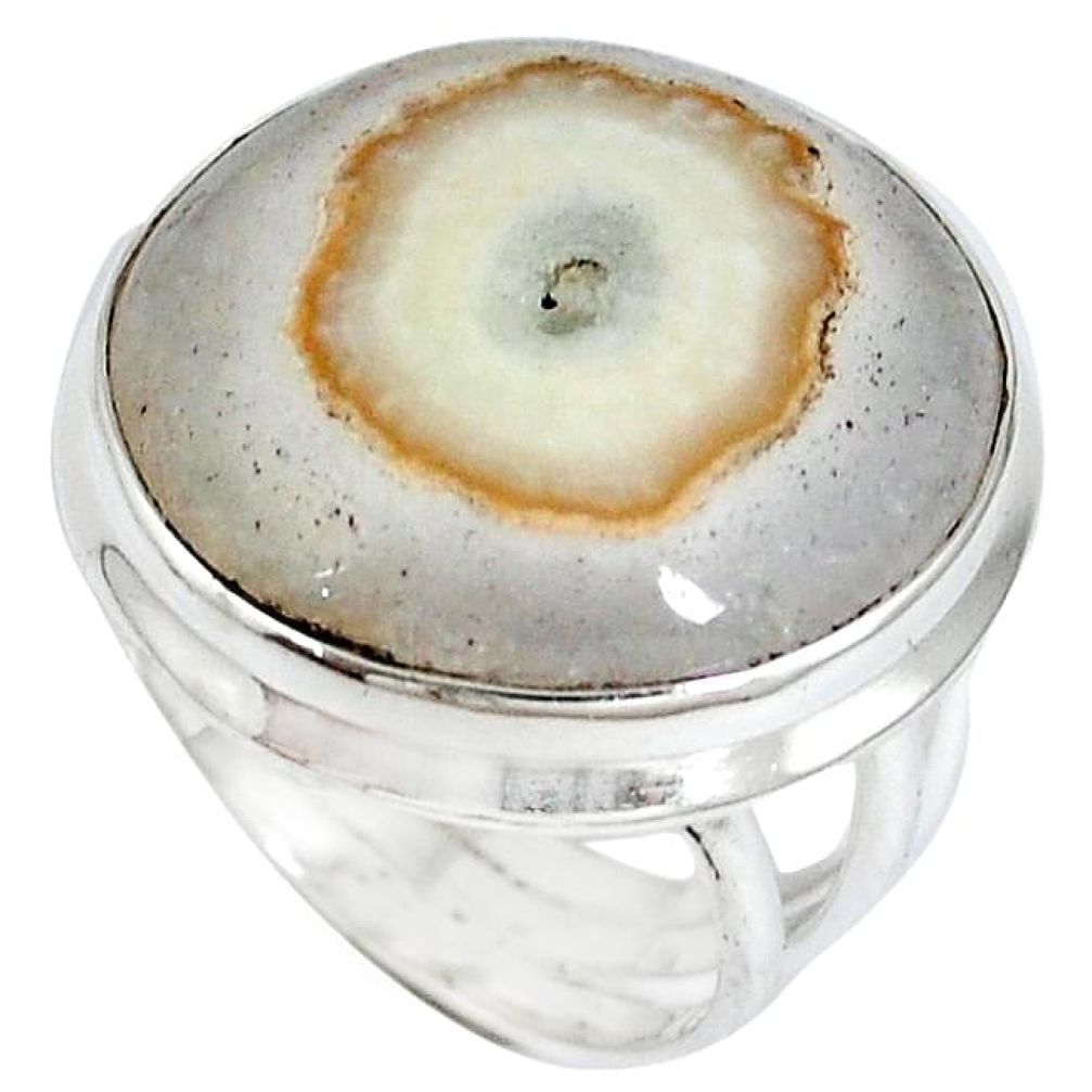 Natural white solar eye 925 sterling silver ring jewelry size 6 k37929