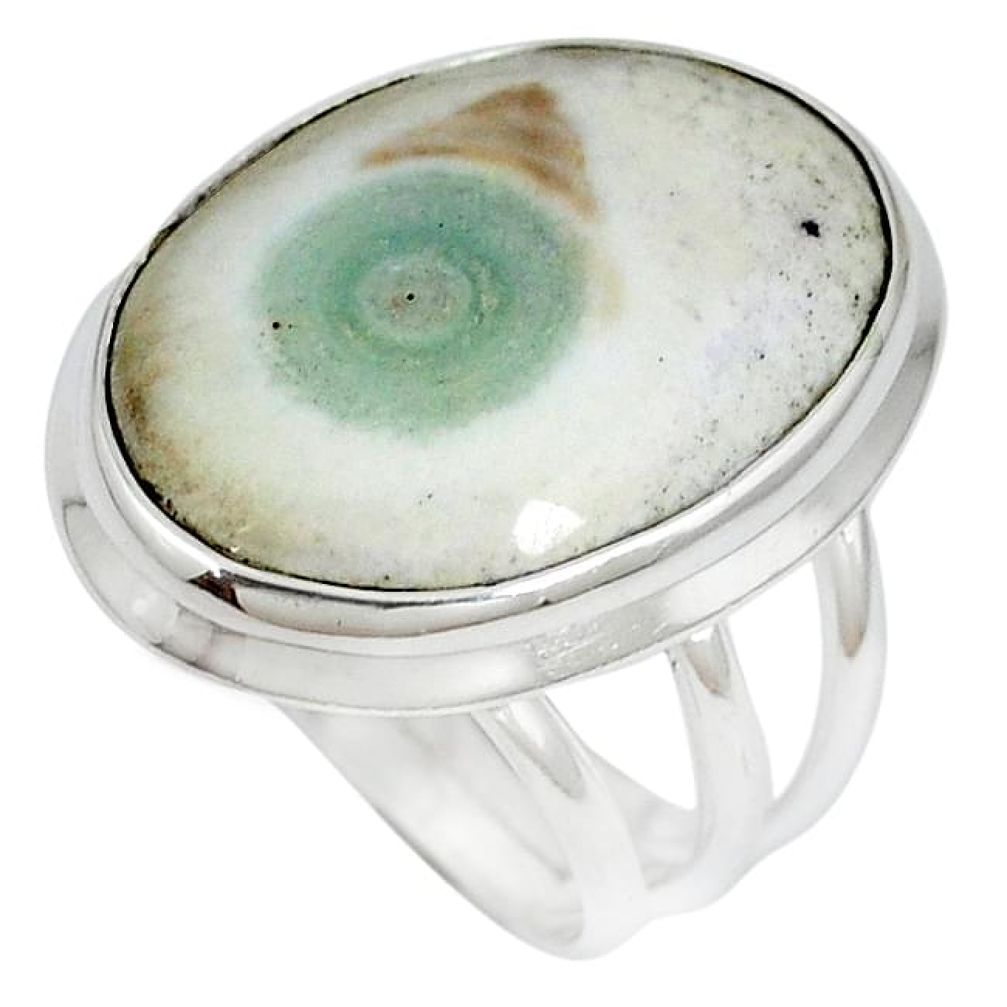 Natural white solar eye 925 sterling silver ring jewelry size 8 k37936