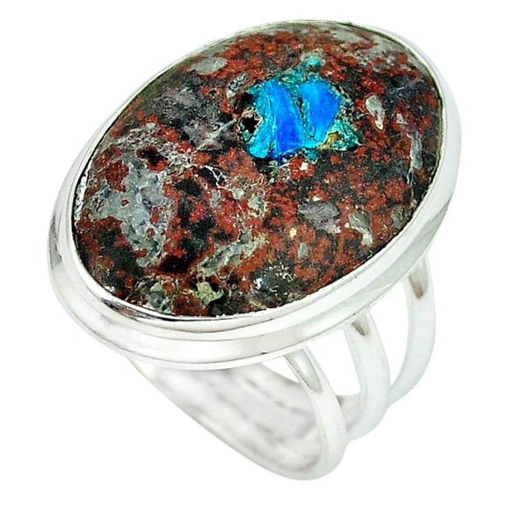 Natural blue cavansite 925 sterling silver ring jewelry size 9 k38834