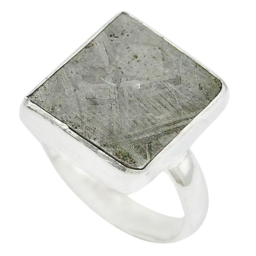 Natural grey meteorite 925 sterling silver ring jewelry size 7 k42740