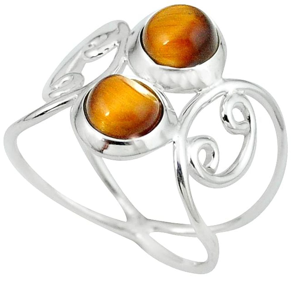 Natural brown tiger's eye 925 sterling silver ring jewelry size 8 k47190