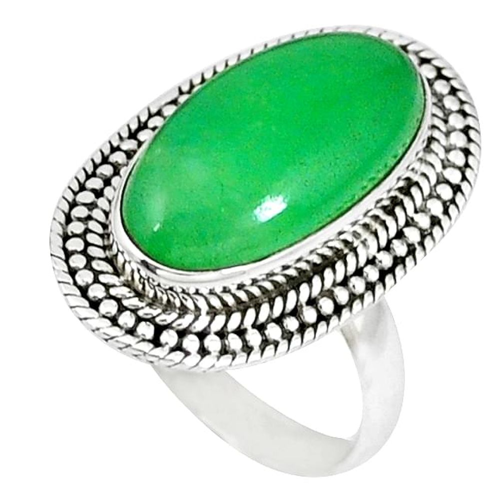 925 sterling silver green jade oval shape ring jewelry size 7 k48000