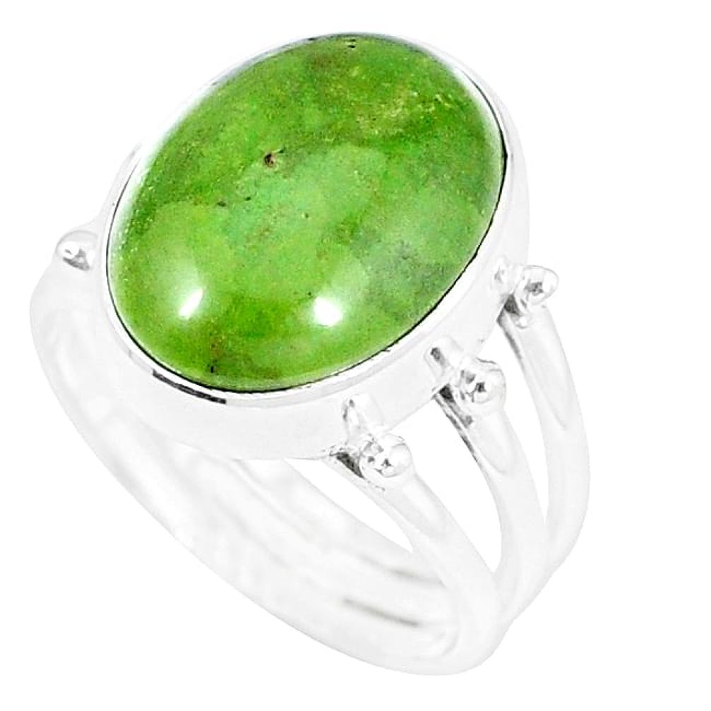 Natural green gaspeite 925 sterling silver ring jewelry size 8 k55821