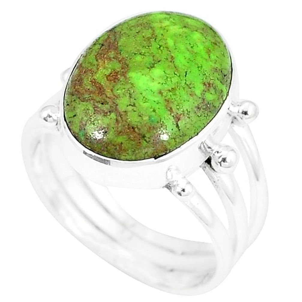 Natural green gaspeite 925 sterling silver ring jewelry size 8 k55822