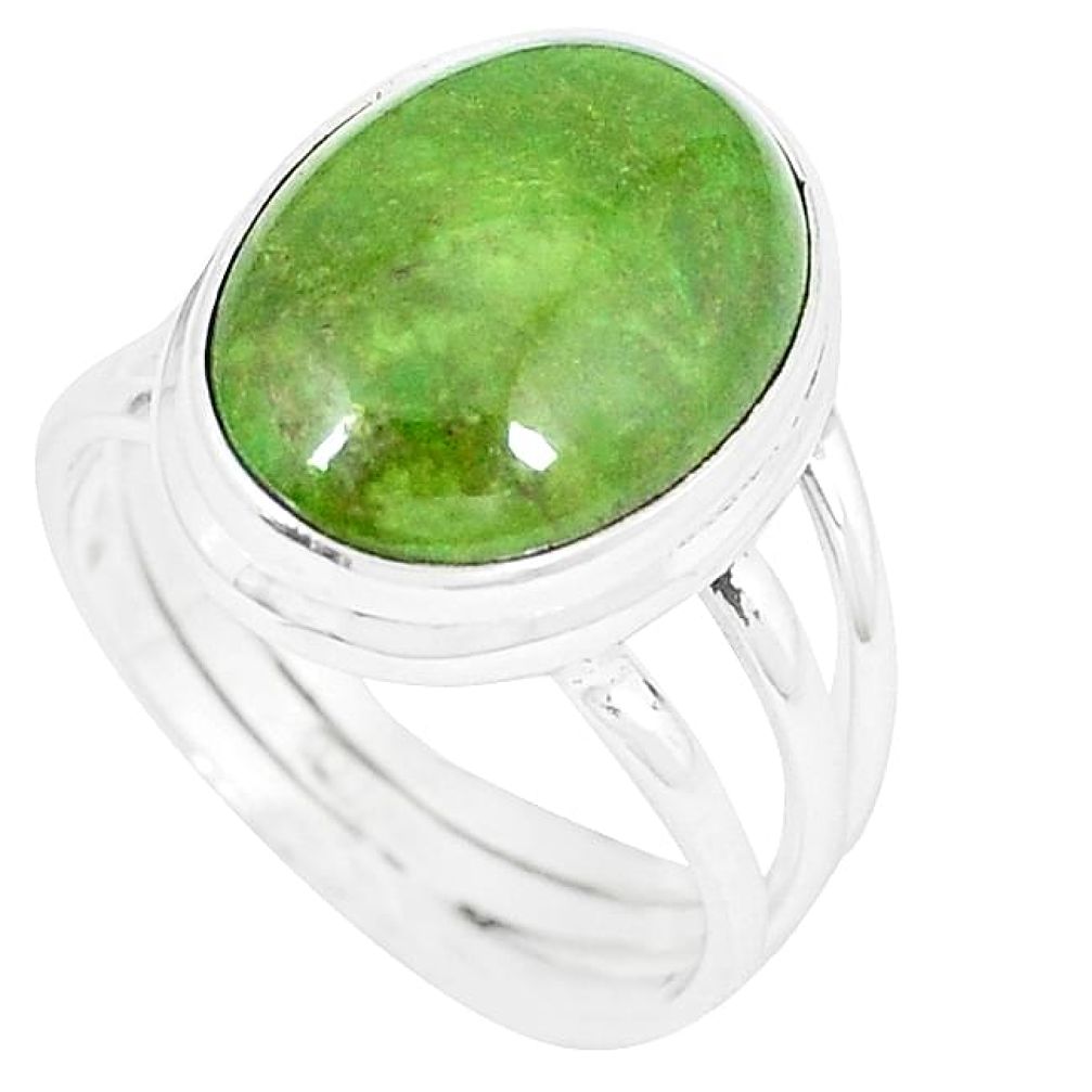 Natural green gaspeite 925 sterling silver ring jewelry size 8 k55825