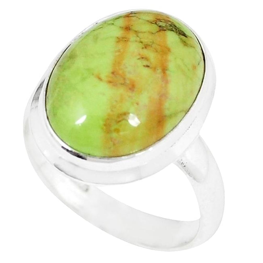 Natural green gaspeite 925 sterling silver ring jewelry size 7.5 k55827