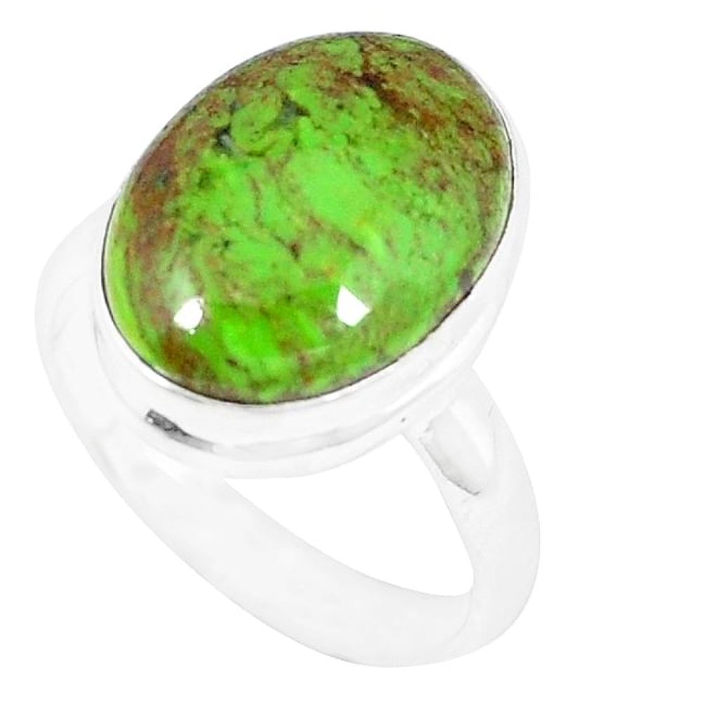 Natural green gaspeite 925 sterling silver ring jewelry size 8 k55828