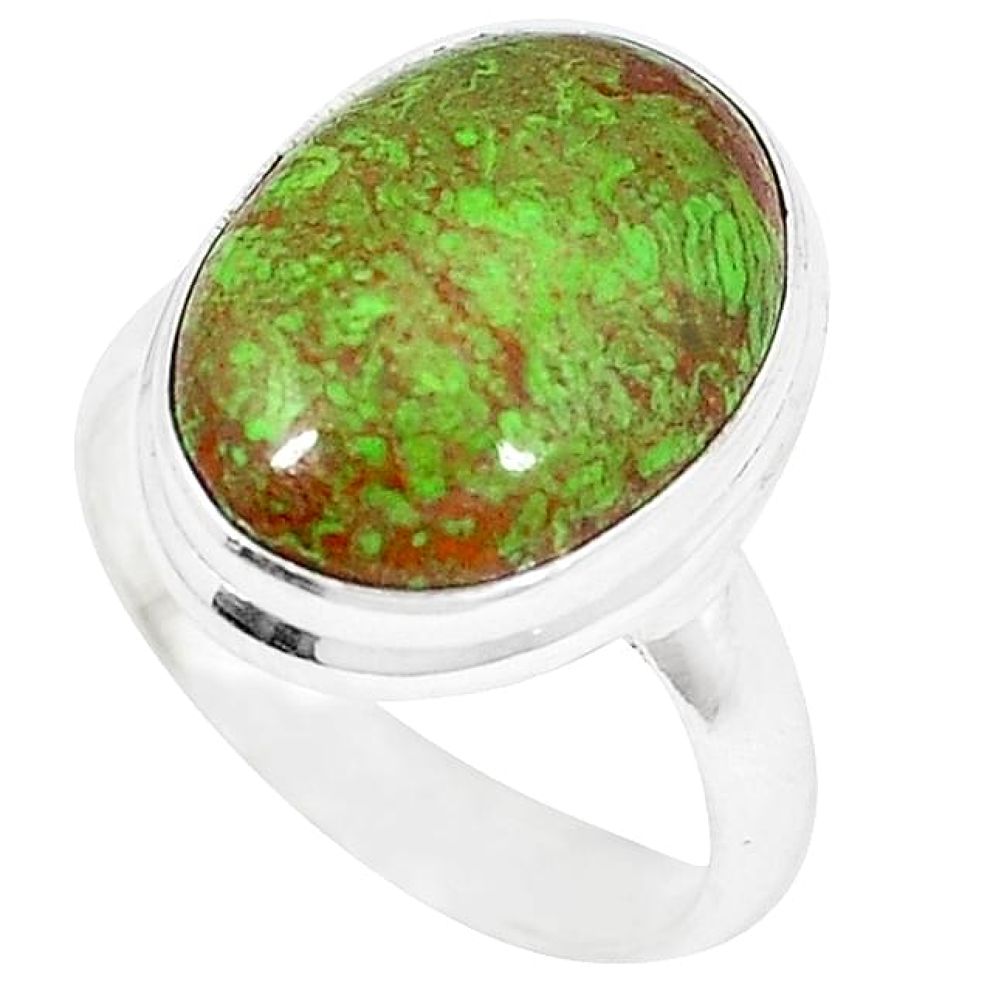 Natural green gaspeite 925 sterling silver ring jewelry size 7 k55829