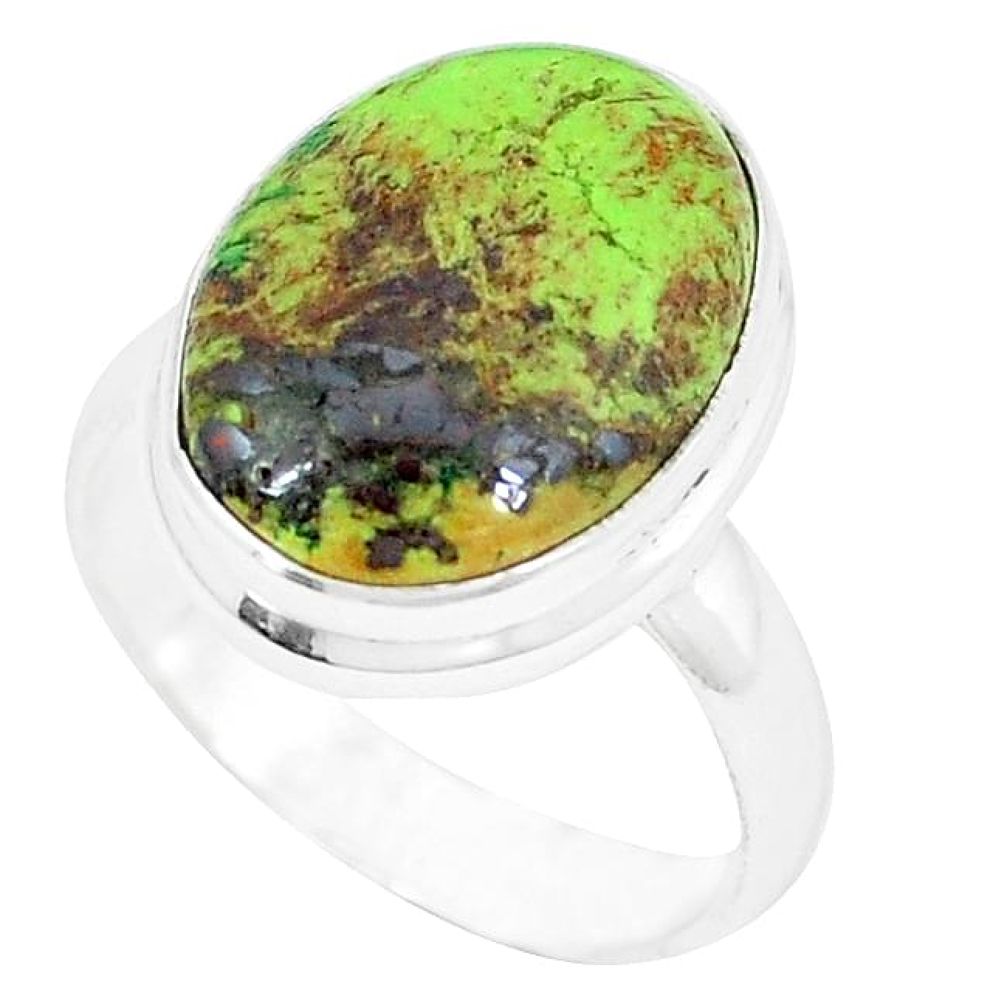 Natural green gaspeite 925 sterling silver ring jewelry size 7.5 k55832