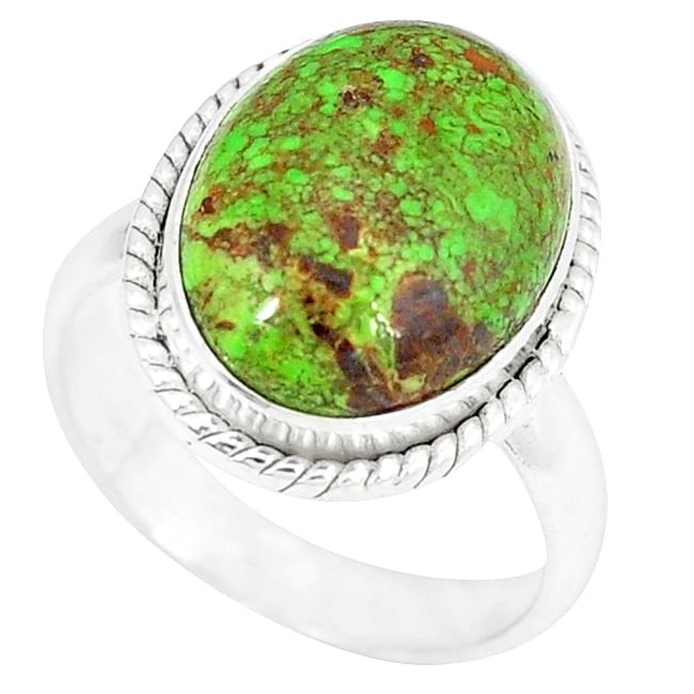 Natural green gaspeite 925 sterling silver ring jewelry size 8 k55833