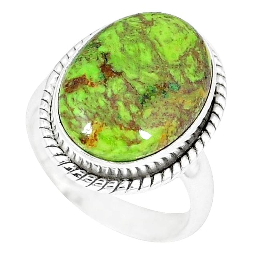 Natural green gaspeite 925 sterling silver ring jewelry size 6.5 k55834