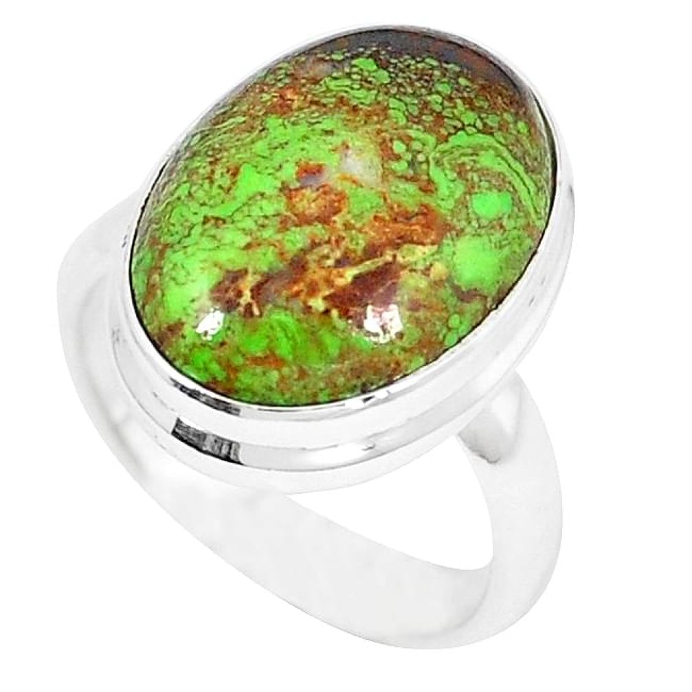 Natural green gaspeite 925 sterling silver ring jewelry size 6 k55836