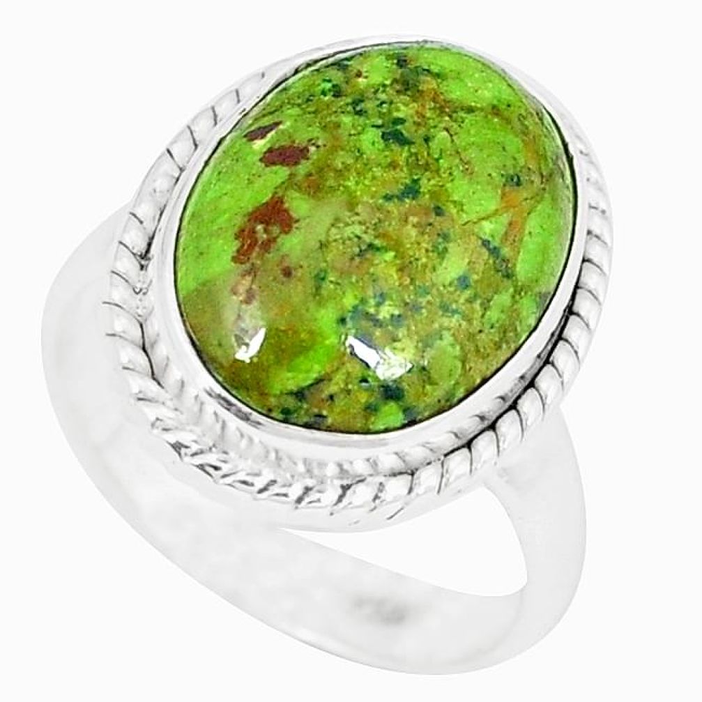 925 sterling silver natural green gaspeite oval ring jewelry size 8 k55837