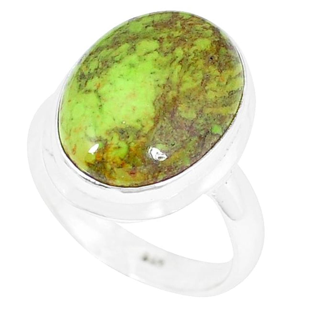 Natural green gaspeite 925 sterling silver ring jewelry size 7 k55839