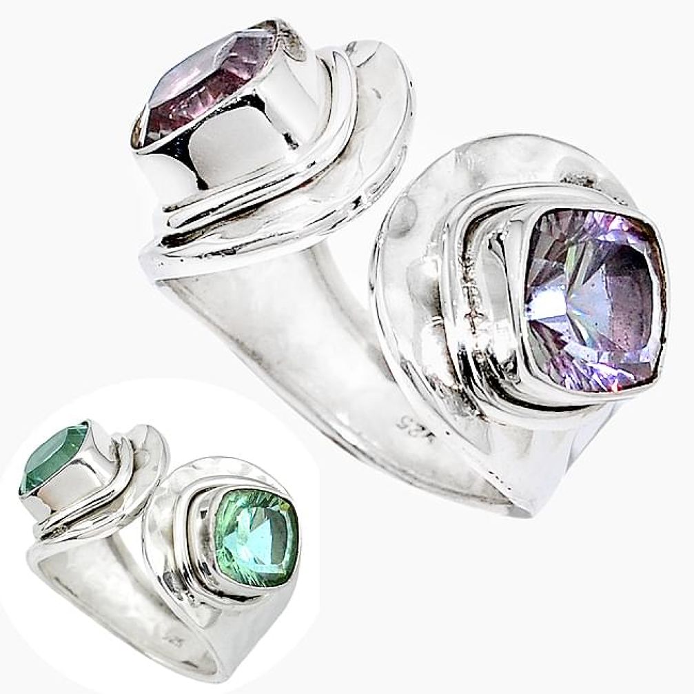 925 sterling silver purple alexandrite (lab) adjustable ring size 7.5 k58737