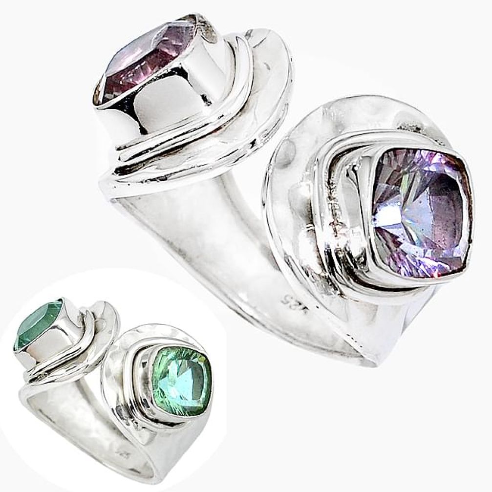 Purple alexandrite (lab) 925 silver adjustable ring jewelry size 8 k58739