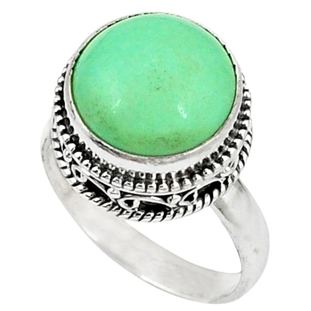 Clearance-Natural green variscite 925 sterling silver ring jewelry size 8 k63414