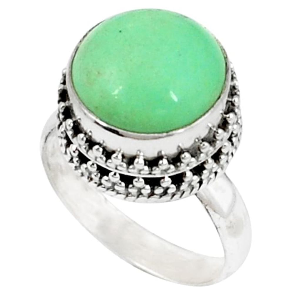 Clearance-Natural green variscite 925 sterling silver ring jewelry size 7.5 k63416