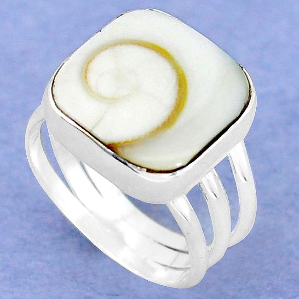 Natural white shiva eye 925 sterling silver ring jewelry size 9 k64641