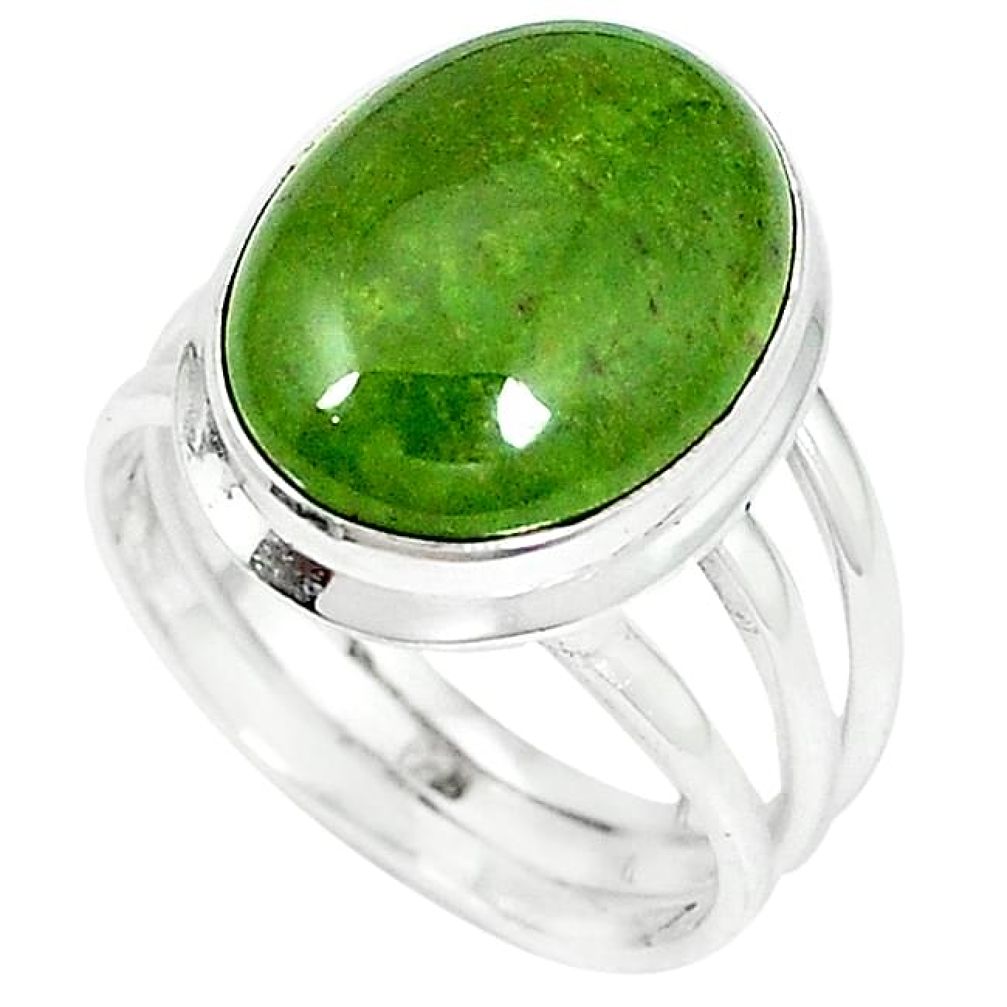 Natural green gaspeite 925 sterling silver ring jewelry size 8.5 k64848