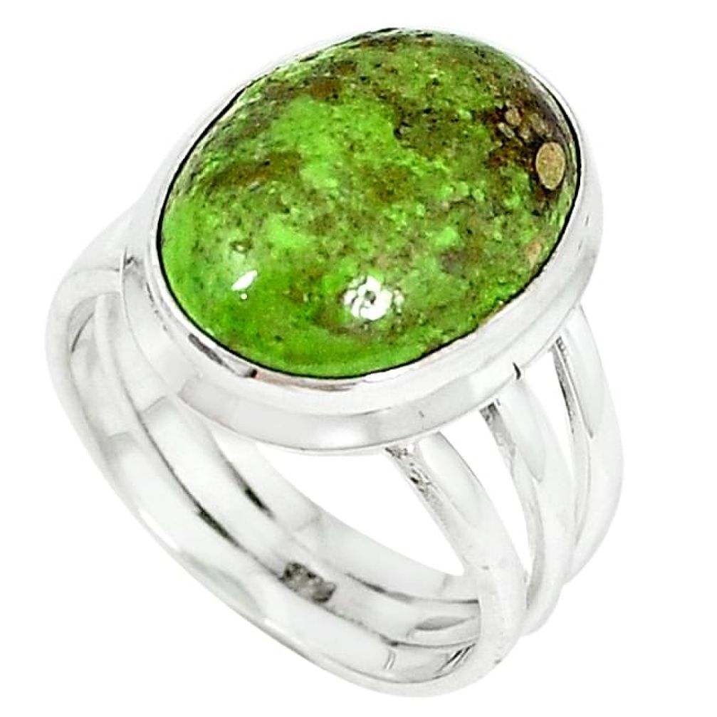 Natural green gaspeite 925 sterling silver ring jewelry size 7 k64850