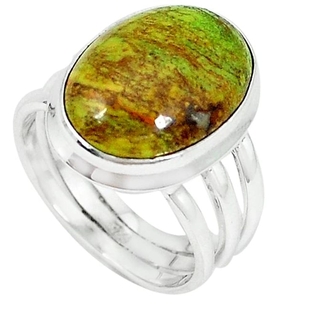 925 sterling silver natural green gaspeite ring jewelry size 7.5 k64851