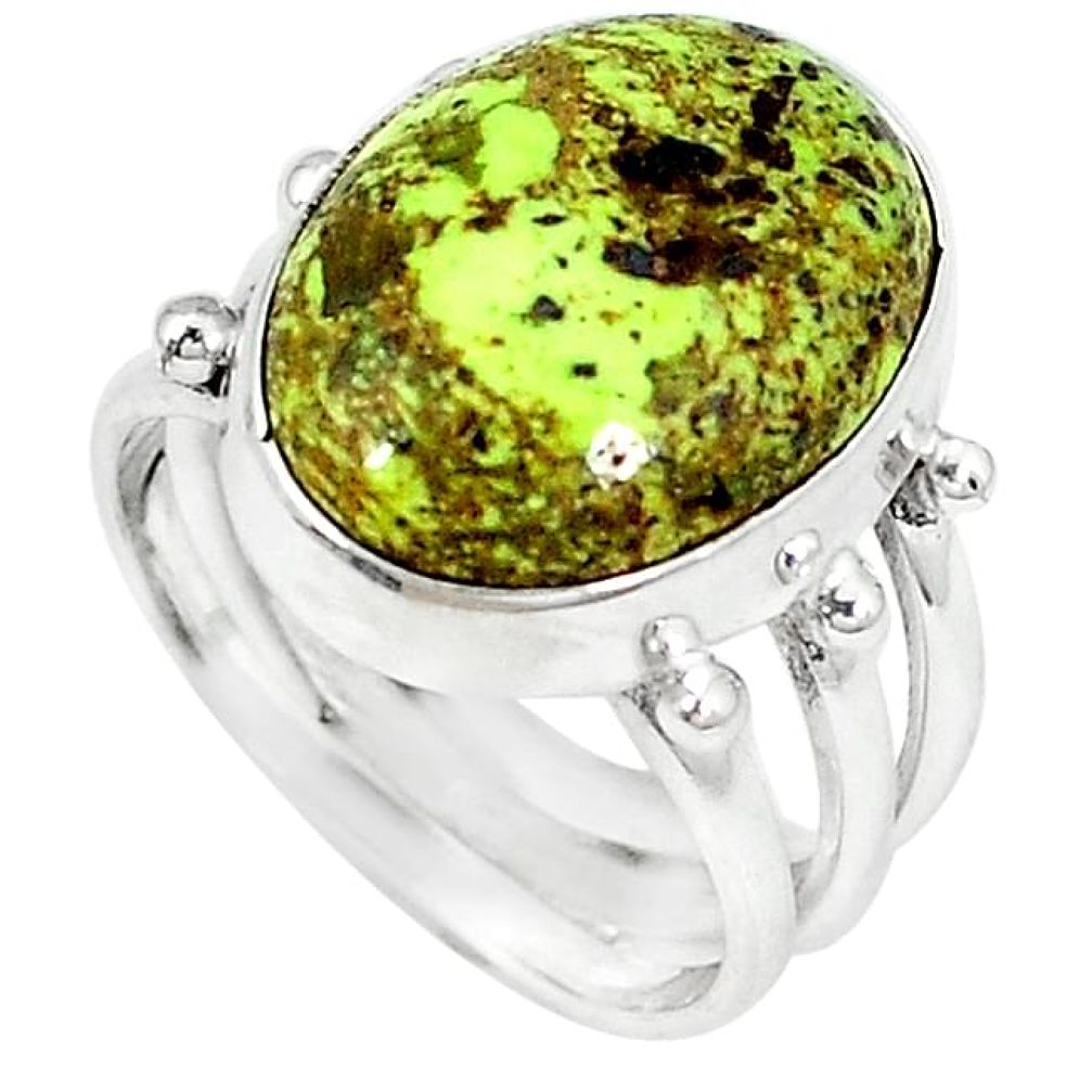 Natural green gaspeite 925 sterling silver ring jewelry size 6.5 k64852