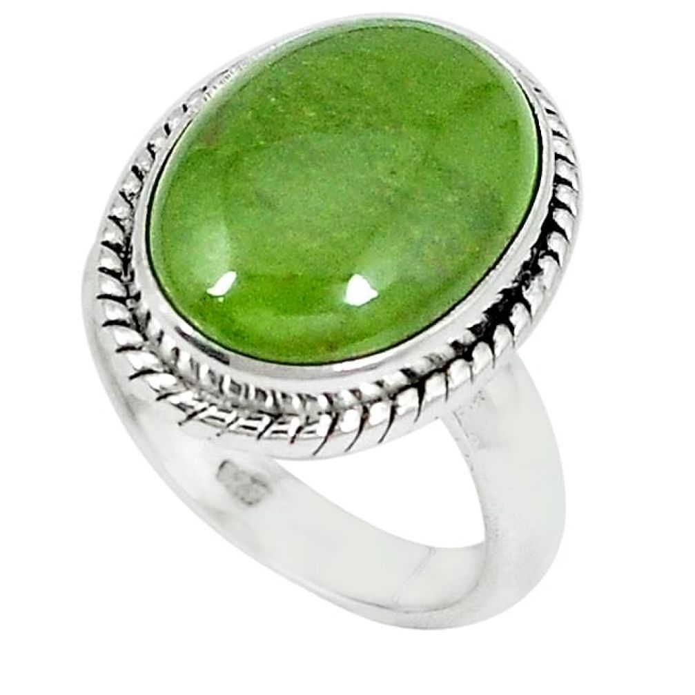 Natural green gaspeite 925 sterling silver ring jewelry size 7 k64854