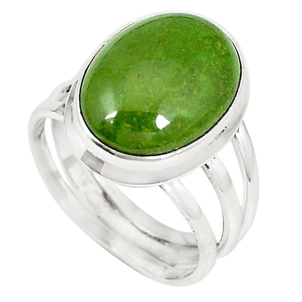 Natural green gaspeite 925 sterling silver ring jewelry size 8.5 k64855