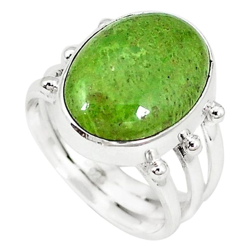 Natural green gaspeite 925 sterling silver ring jewelry size 7 k64857