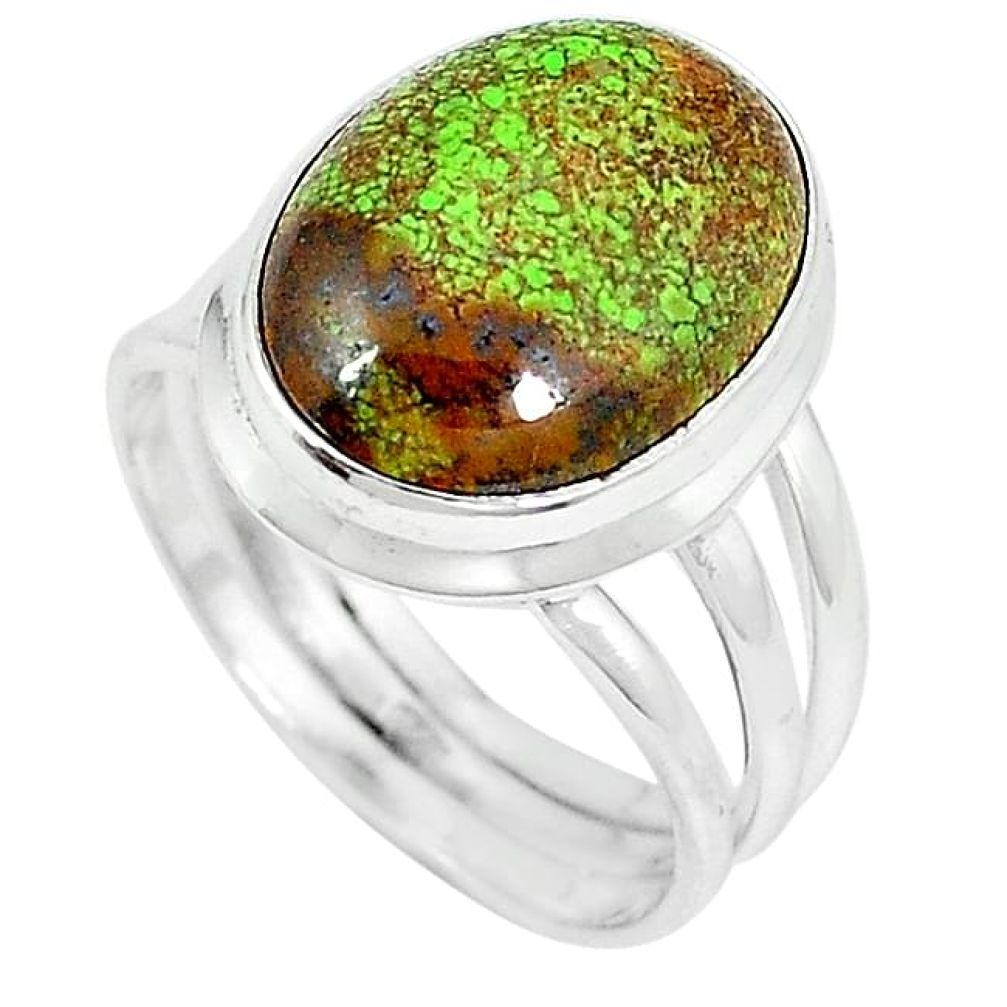 Natural green gaspeite 925 sterling silver ring jewelry size 8.5 k64859