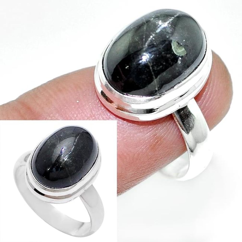 Natural black star 925 sterling silver ring jewelry size 8 k66776